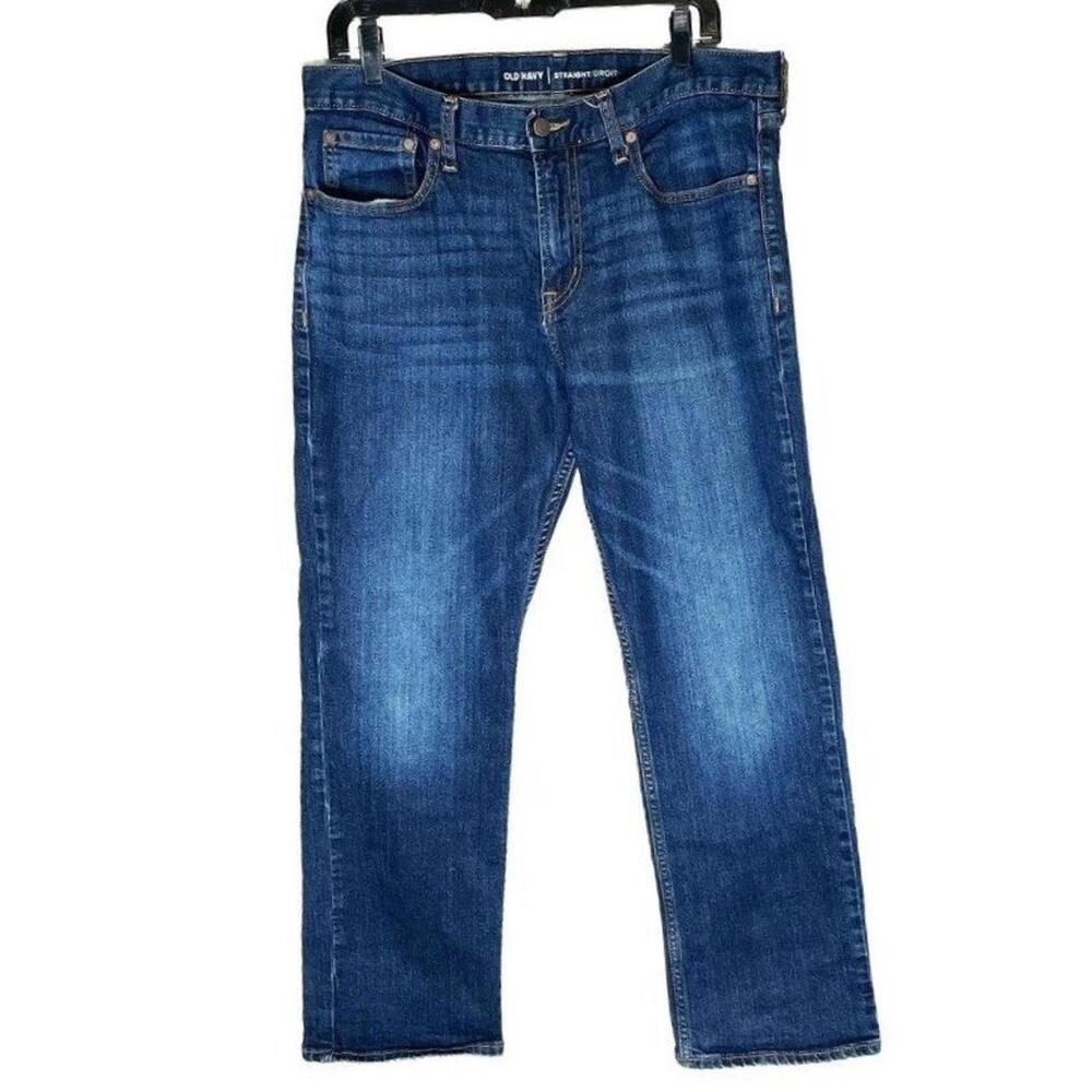 Old Navy Straight Droit Men's Jeans Dark Wash Blue Denim Size 34 x 30 Classic‎